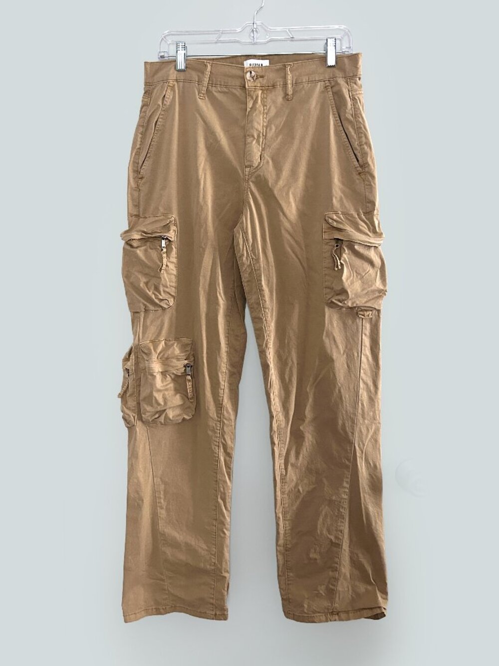 Pistola Bobbie Utility Cargo Pants Size 27 Tan Khaki Wide Leg Multi Pocket Y2K - Picture 2 of 8